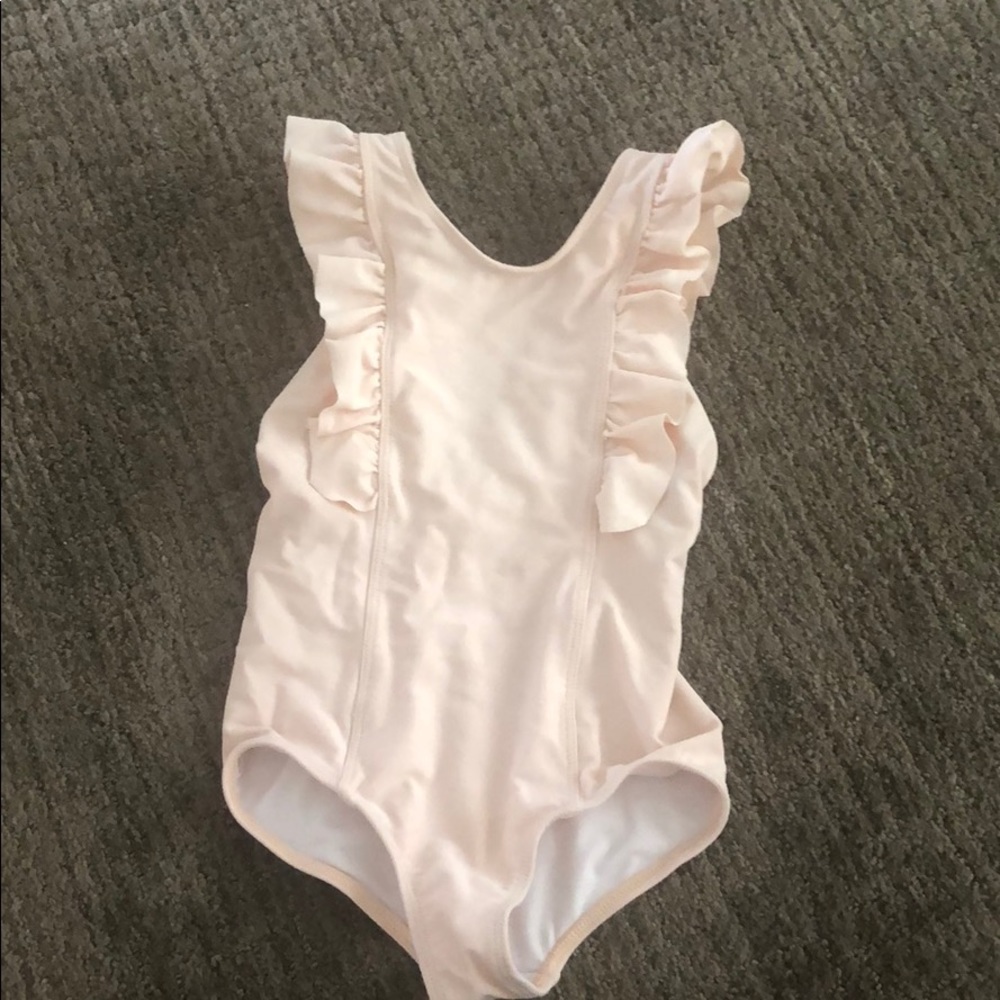 Minnow Swim Blush One Piece Ruffle Swimsuit 3/4 T